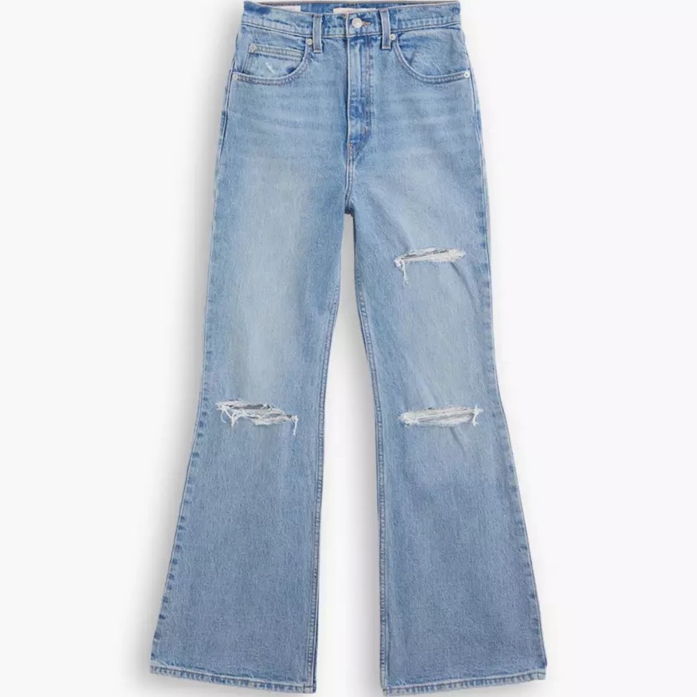 LEVI'S 70's High Rise Flare Distressed Jeans in You and I (Light Wash)